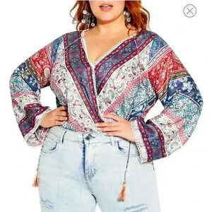 City Chic Angel Heart Long Sleeve Bodysuit NWT Size L/20